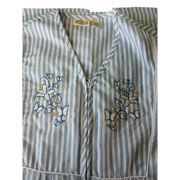 Vintage Collections Blue White Striped Seersucker House Dress Robe Size XXXL 3Xl - Picture 9 of 14